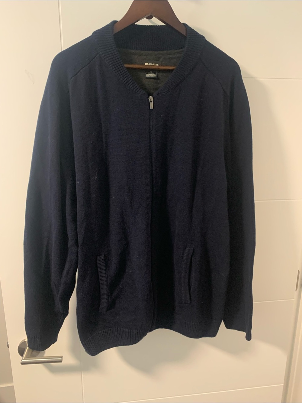 Haggar Navy Full-Zip Knit Sweater A13